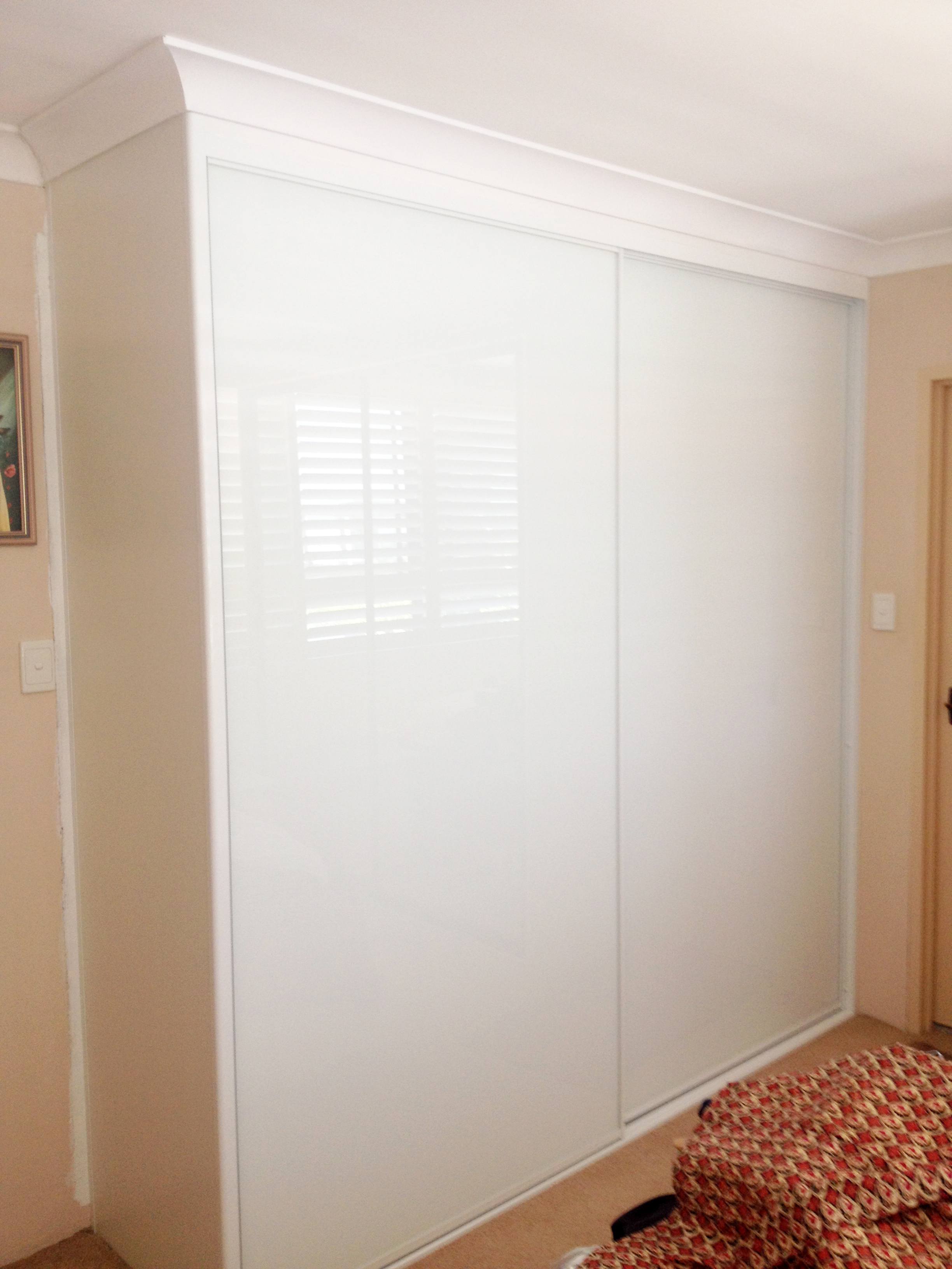 Built In Robe With White Opti Glass Doors Oz Wardrobes